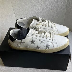 Saint Laurent White Sneakers with Silver Star Details